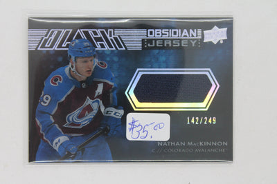 Nathan MacKinnon 2021-22 Upper Deck SPx Black Obsidian Jersey #142/249 Jersey Card