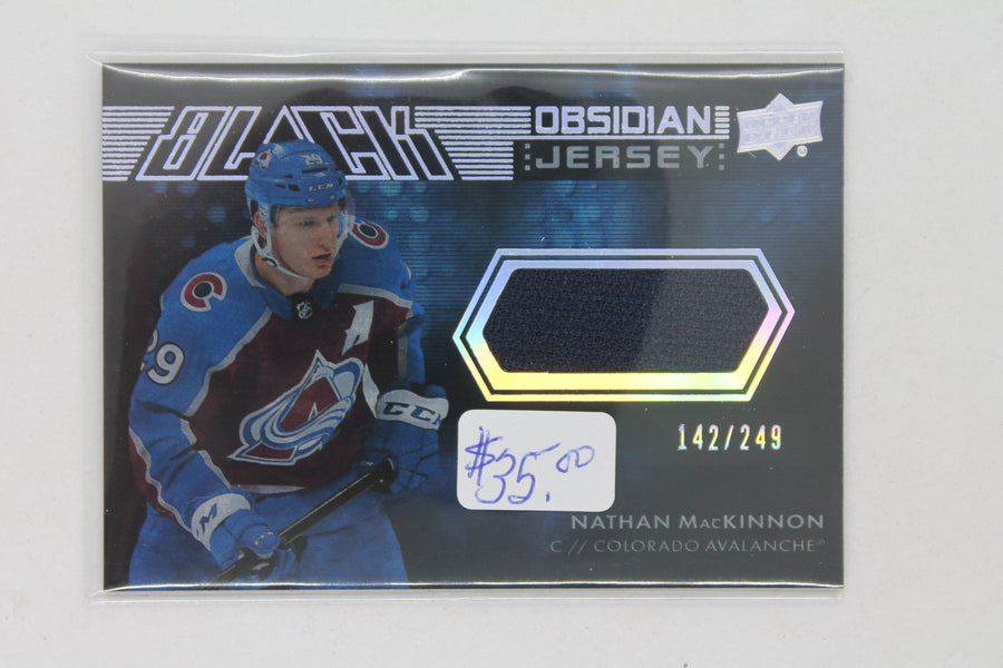 Nathan MacKinnon 2021-22 Upper Deck SPx Black Obsidian Jersey #142/249 Jersey Card