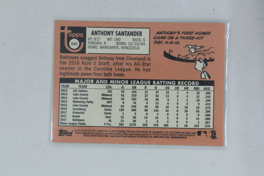 Anthony Santander 2018 Topps Stadium Club Rookie Card