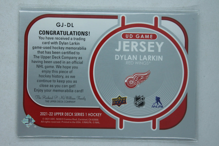 Dylan Larkin 2021-22 Upper Deck Series 1 - UD Game Jersey Jersey Card