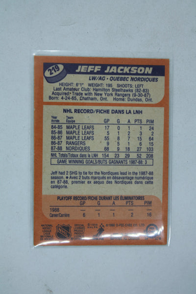 Jeff Jackson 1988-89 O-Pee-Chee Rookie Card