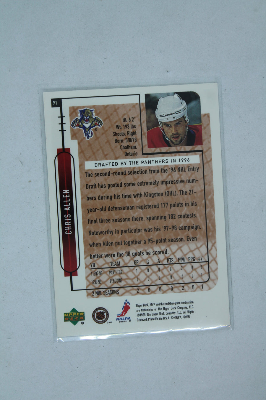 Chris Allen 1999-00 Upper Deck MVP Rookie Card