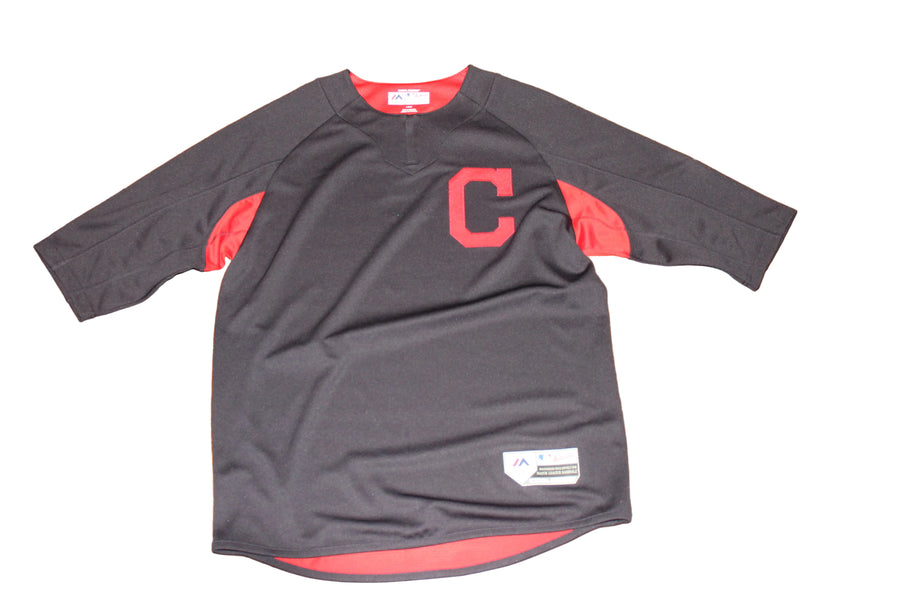 MLB Ceveland Guardians Men's Majestic Cool Base 3/4 Sleeve Trainer