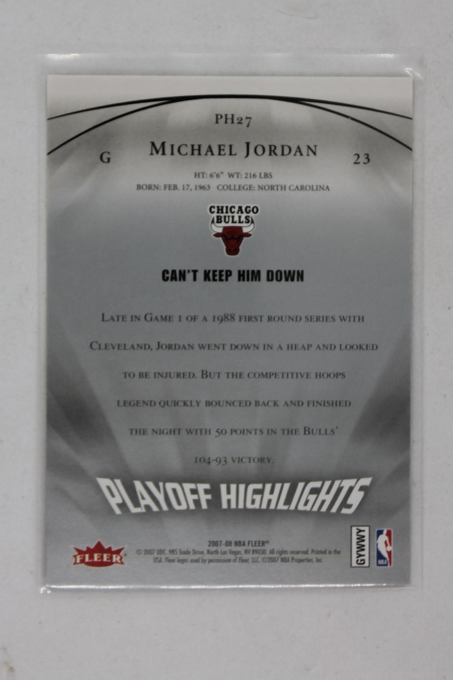 Michael Jordan 2007-08 Fleer Michael Jordan - Box Set Playoff Highlights #PH27
