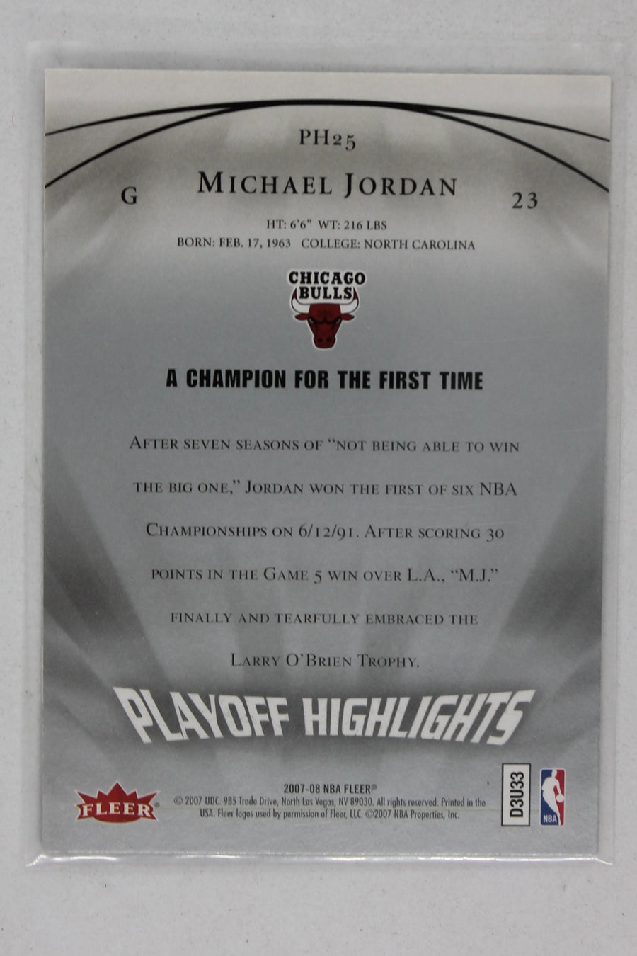 Michael Jordan 2007-08 Fleer Michael Jordan - Box Set Playoff Highlights #PH25