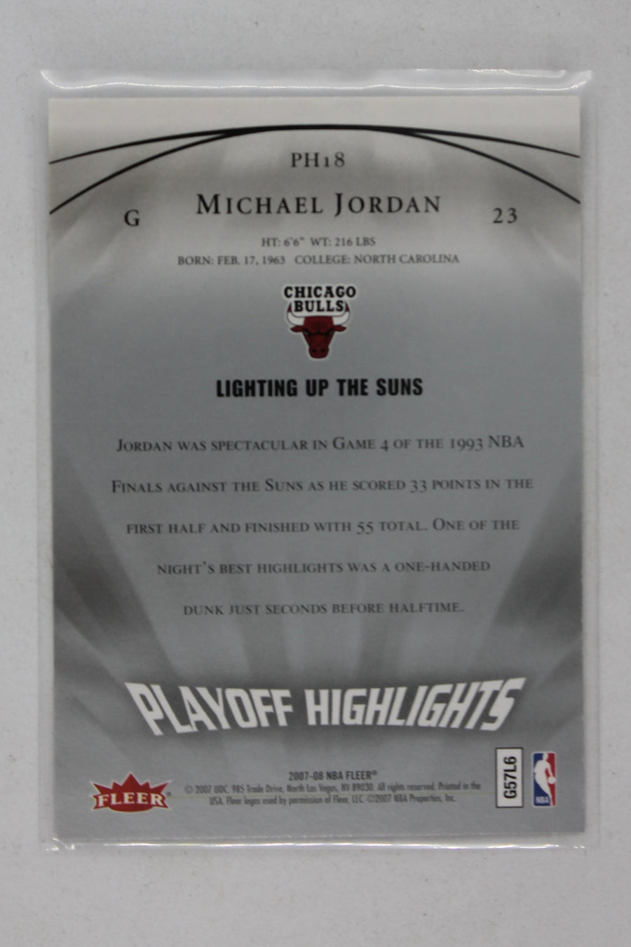 Michael Jordan 2007-08 Fleer Michael Jordan - Box Set Playoff Highlights #PH18