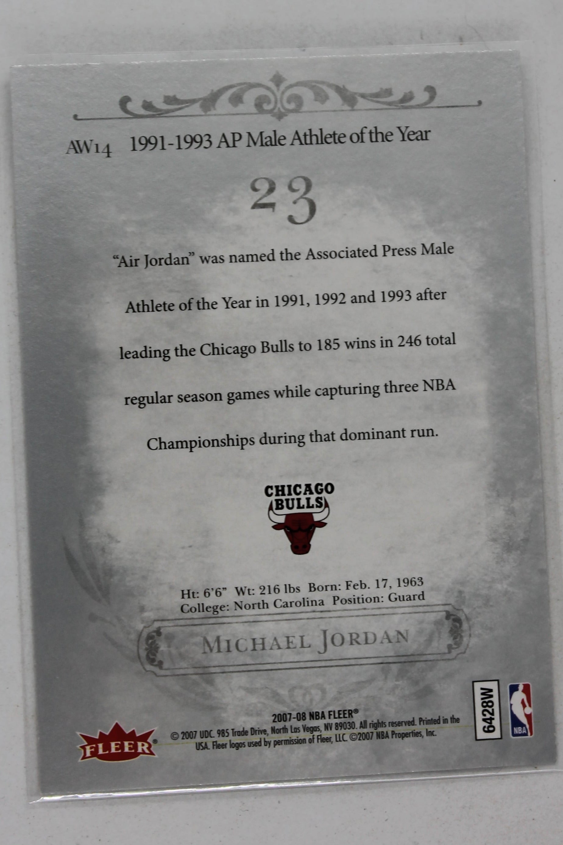 Michael Jordan 2007-08 Fleer Michael Jordan - Box Set Award Winners #AW14