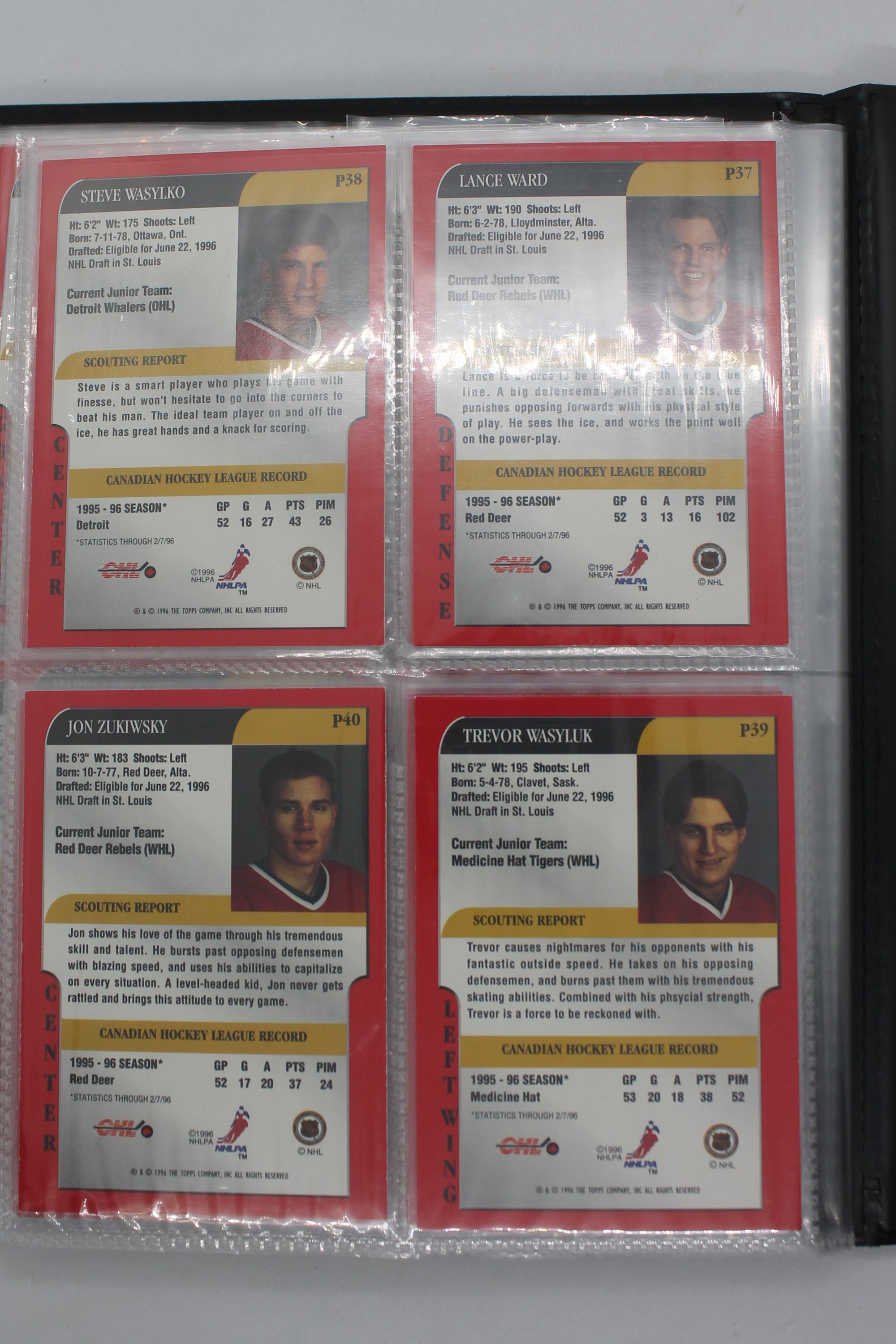 1995-96 Bowman Draft Prospects Hockey Set with Blenheim's Chris Allen - Set of 40 Cards