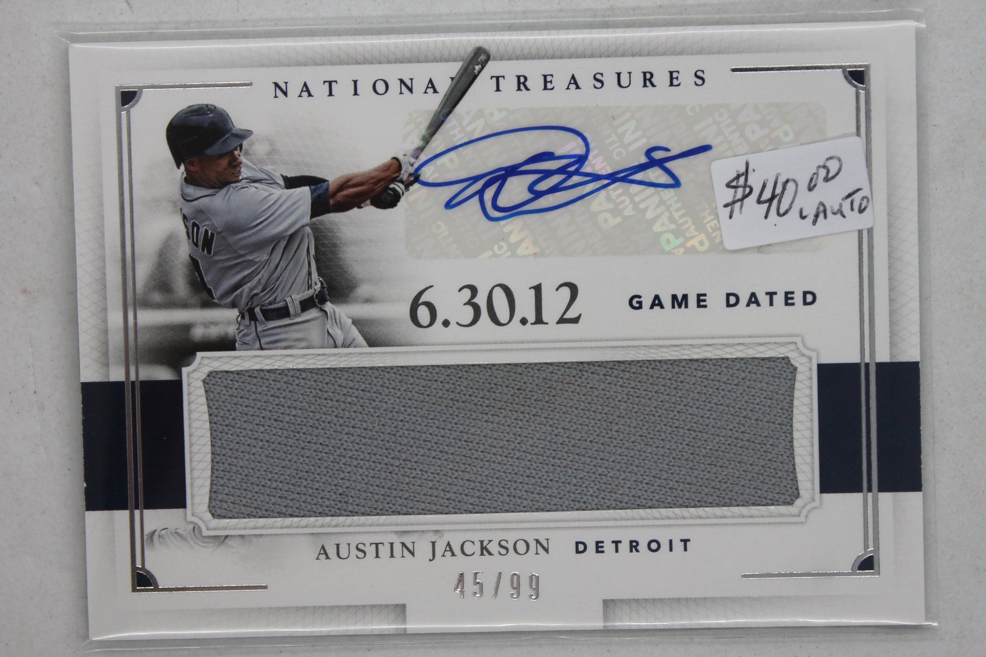 Austin Jackson 2016 Panini National Treasures - Game Dated Signatures #GDS-AJ #45/99
