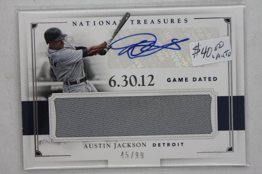 Austin Jackson 2016 Panini National Treasures - Game Dated Signatures #GDS-AJ #45/99