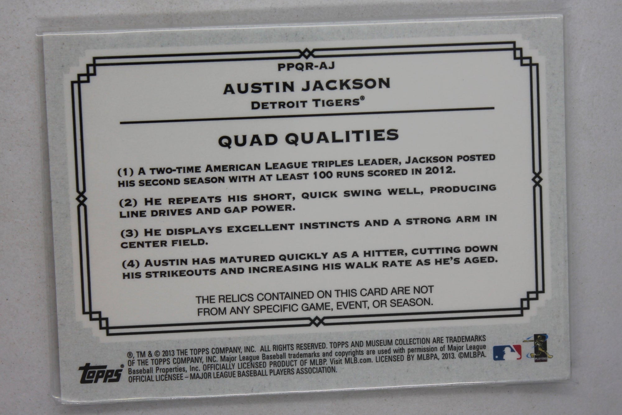 Austin Jackson 2013 Topps Museum Collection - Primary Pieces Quad Relics #PPQR-AJ #82/99