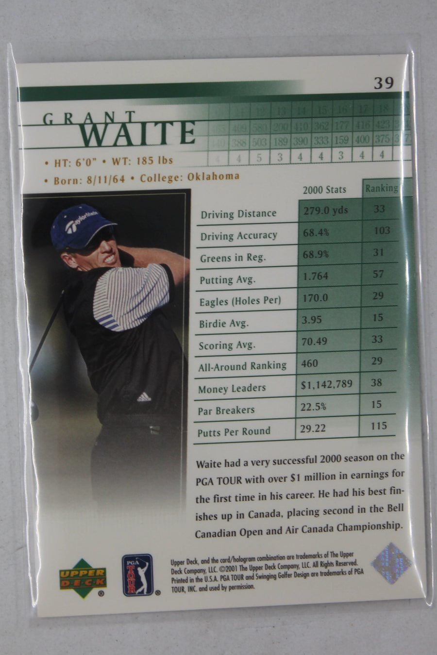 Grant Waite 2001 Upper Deck Rookie Card