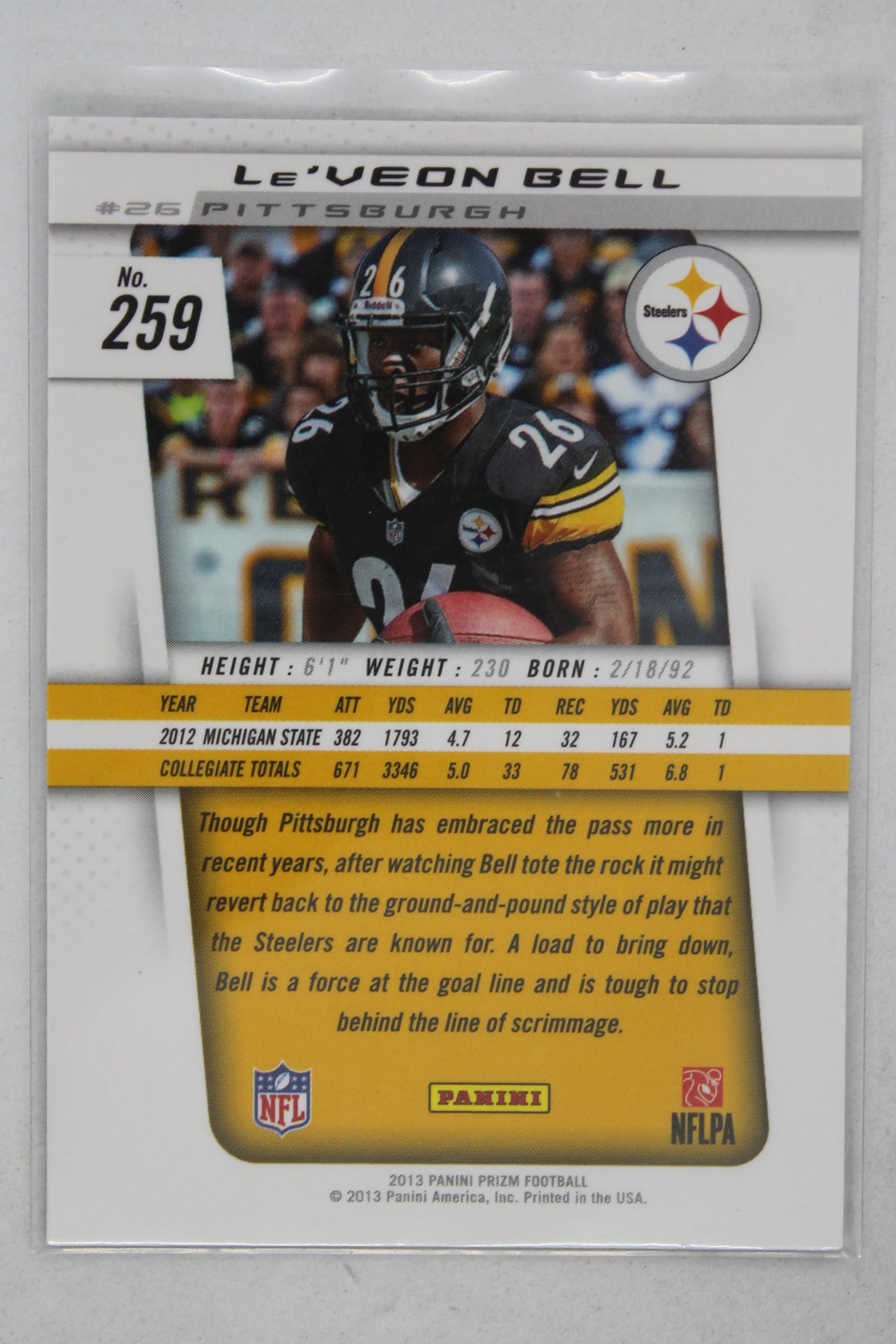 Le'Veon Bell 2013 Panini Prizm Rookie - Rookie Card - Pittsburgh Steelers