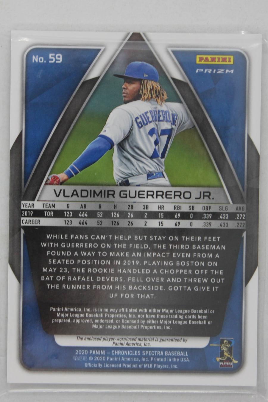 Vladimir Guerrero Jr. 2020 Panini Chronicles - Spectra - Silhouettes #59 Jersey Card