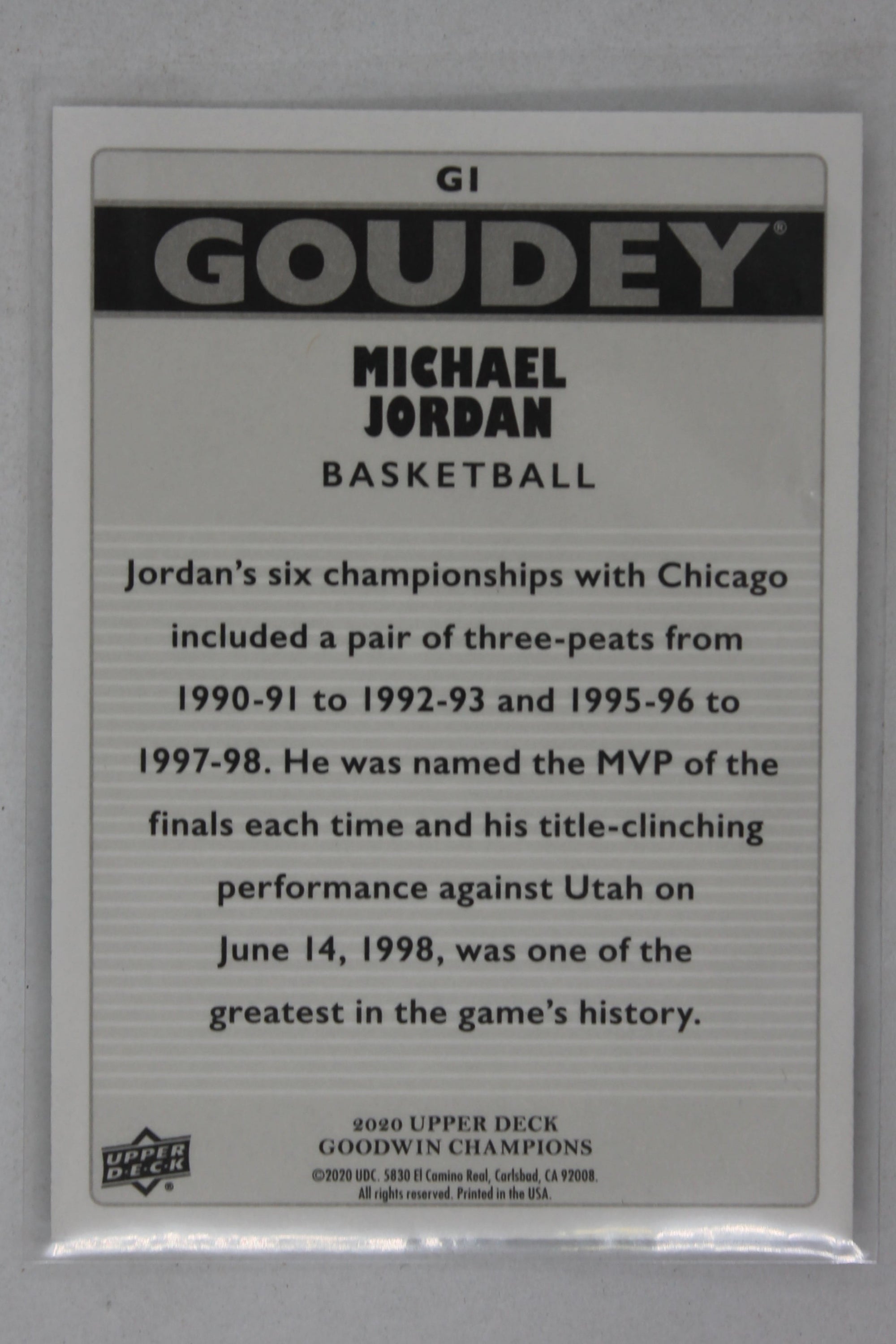 Michael Jordan 2020 Upper Deck Goodwin Champions - Goudey #G1