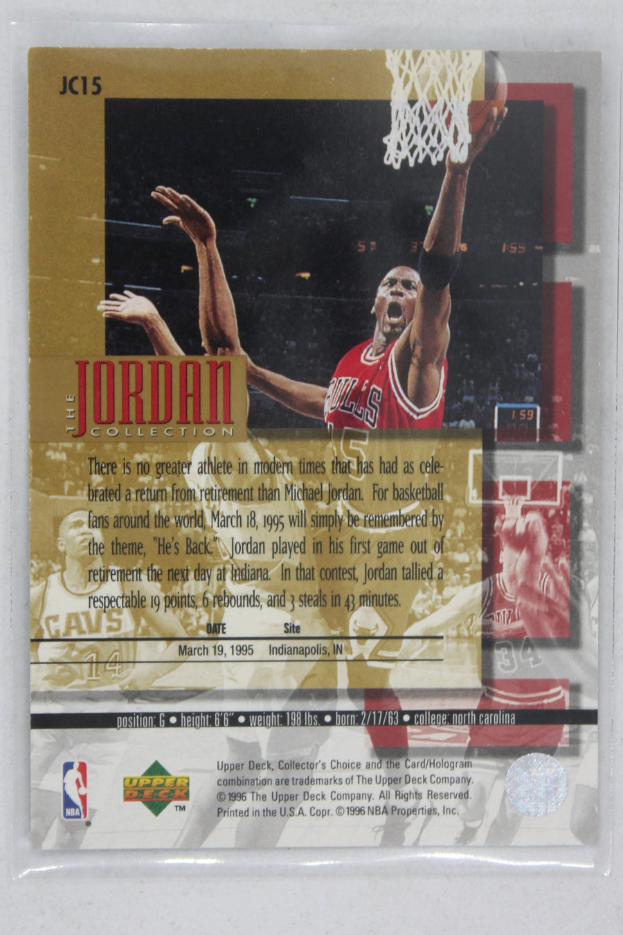 Michael Jordan 1995-96 Upper Deck - Multi-Product Insert The Jordan Collection #JC15