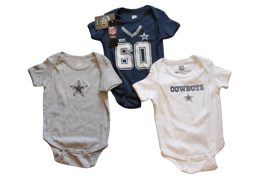 NFL Dallas Cowboys Old Time Football Infant 3pc Bodysuit Set
