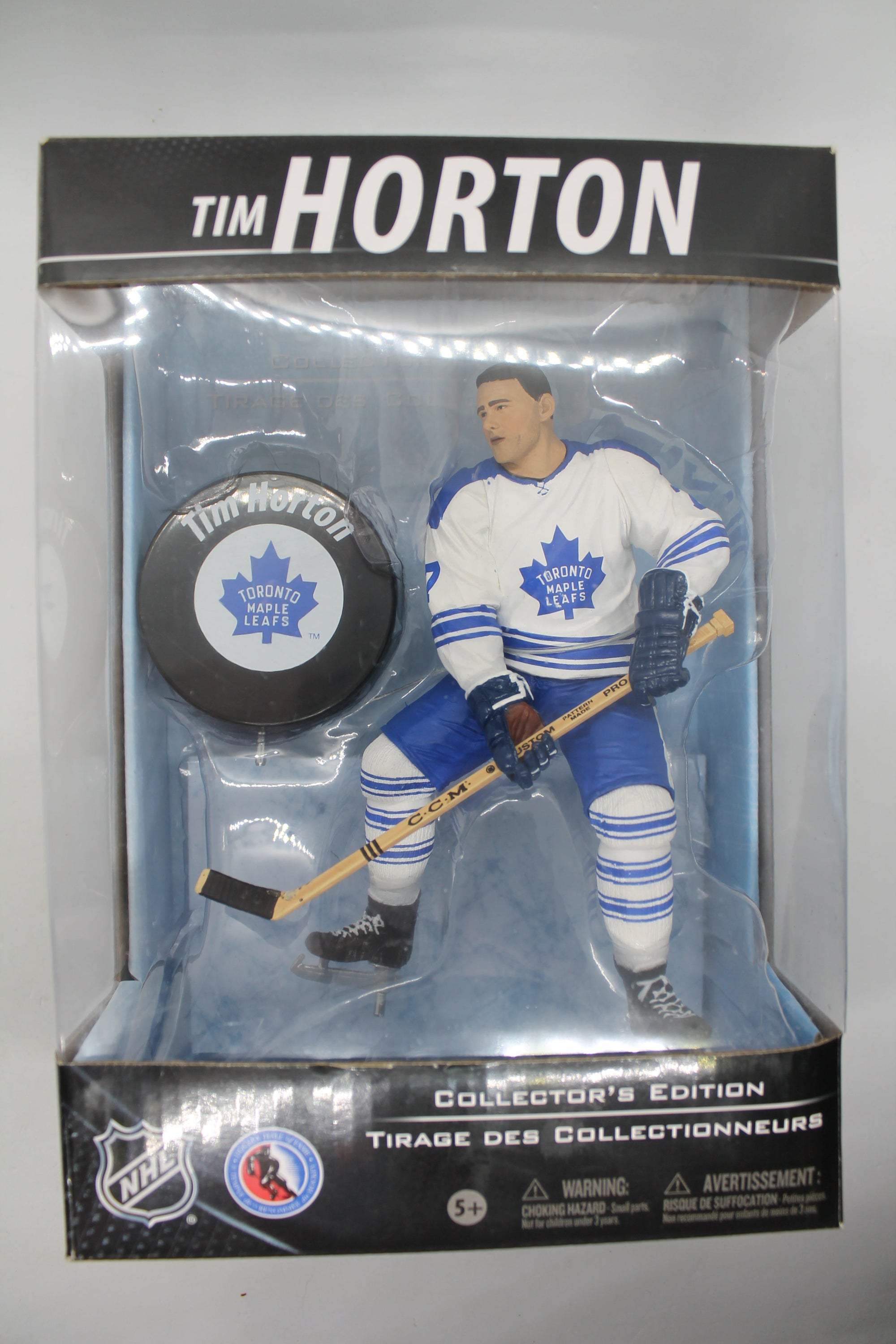 Tim Horton Collector's MCFARLANE - TORONTO MAPLE LEAFS - White JERSEY - with Puck