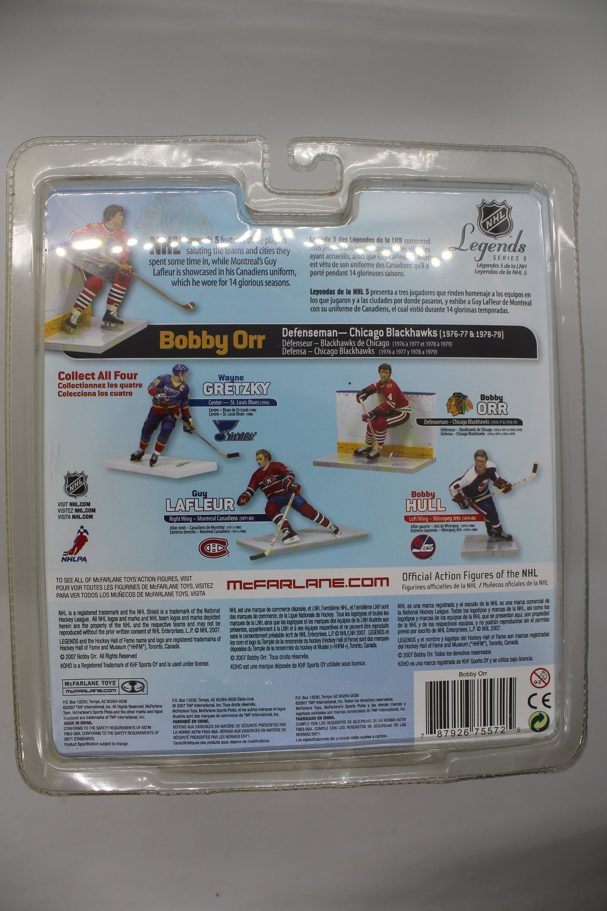 Bobby Orr Mcfarlane - NHL Legends 5 - Chicago Blackhawks - Yellowing Clamshell