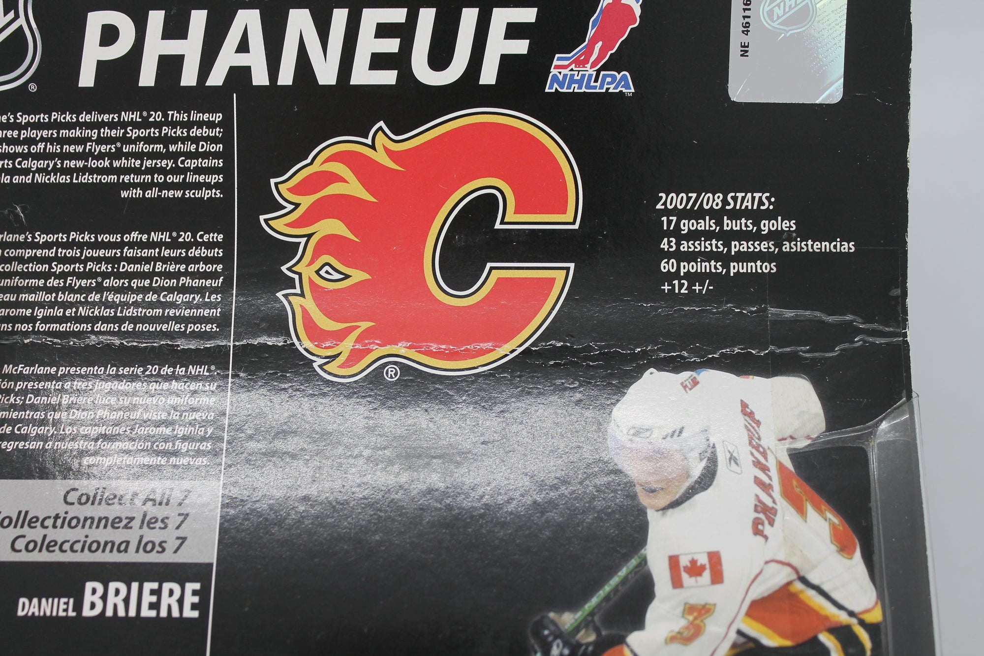 Dion Phaneuf NHL Series 20 McFarlane Figure - Calgary Flames - crease in cardboard