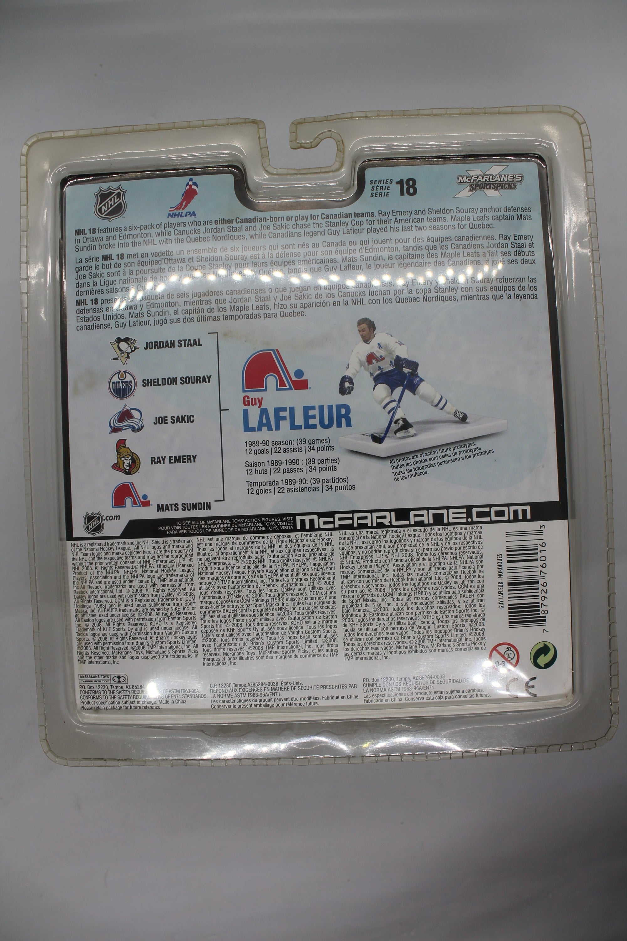 Guy Lafleur Mcfarlane NHL Series 18 - Quebec Nordiques - Yellowed Clamshell