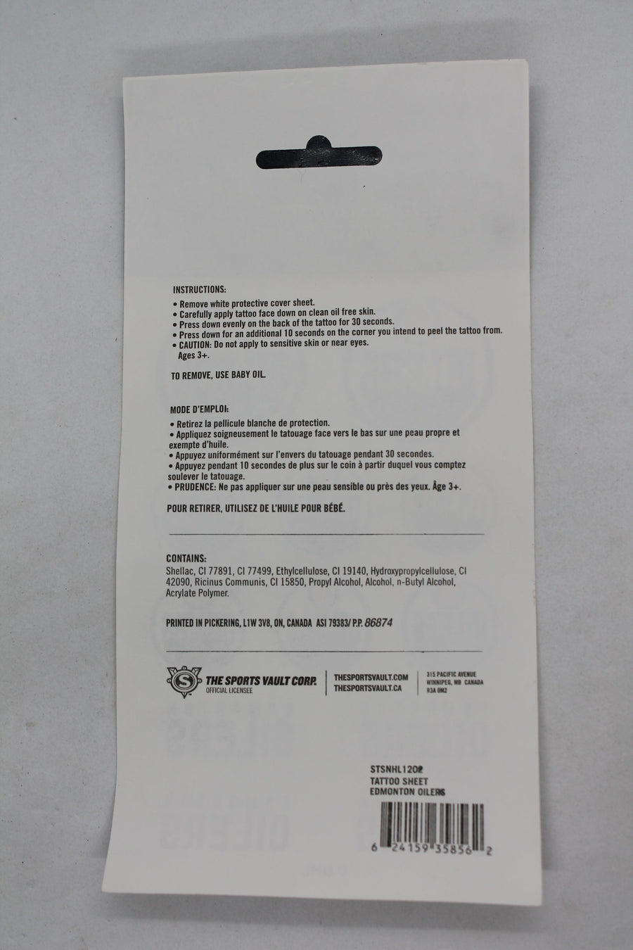 NHL Edmonton Oilers Temporary Tattoos