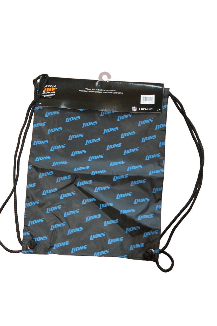 NFL Detroit Lions Drawstring Backpack - Black, White & Blue