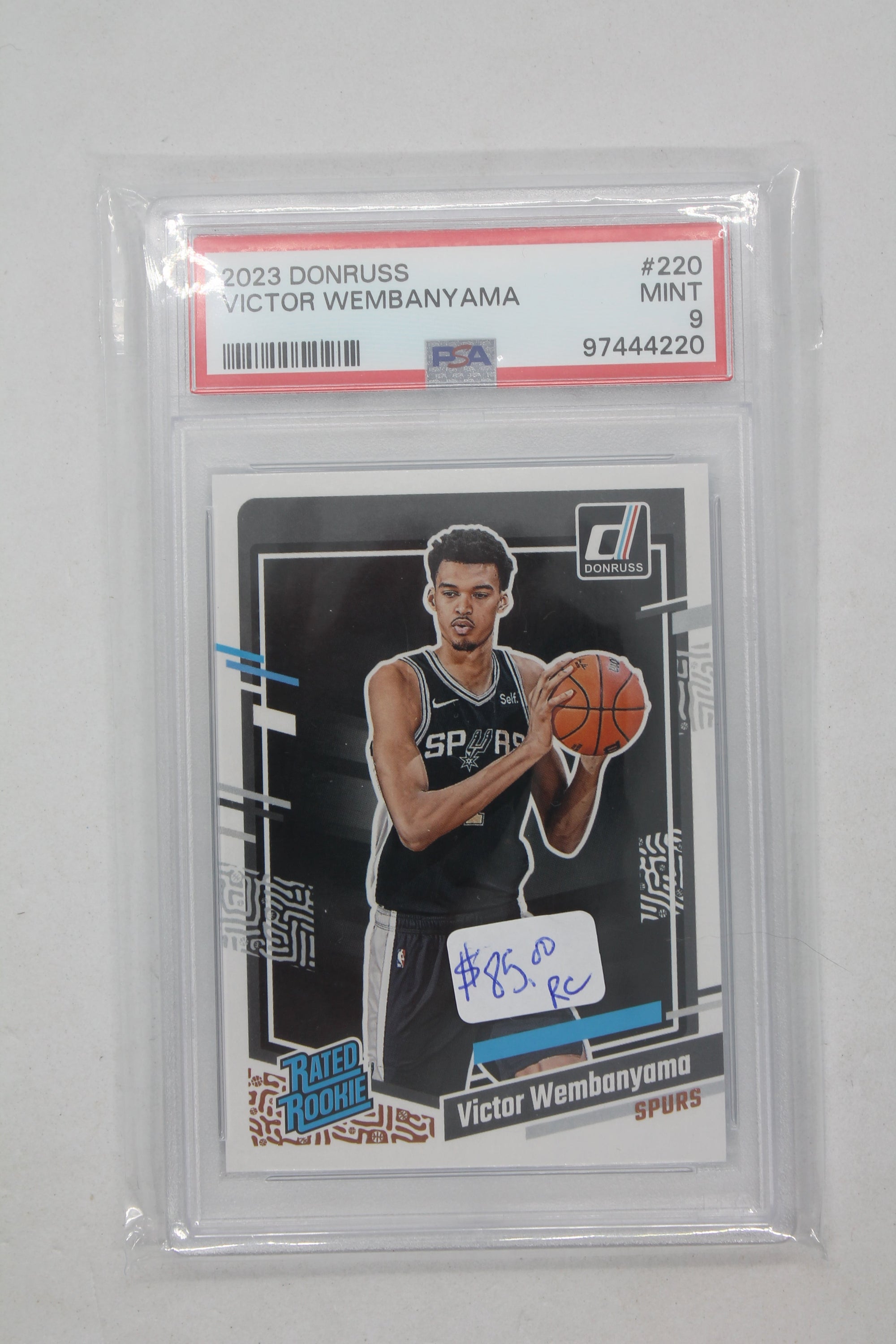 Victor Wembanyama 2023-24 Panini Donruss Rated Rookie Rookie Card PSA MINT 9