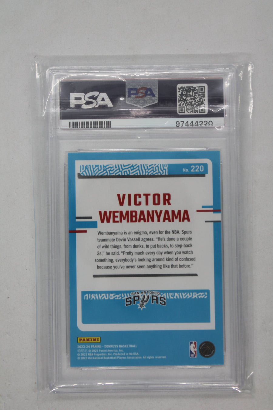 Victor Wembanyama 2023-24 Panini Donruss Rated Rookie Rookie Card PSA MINT 9
