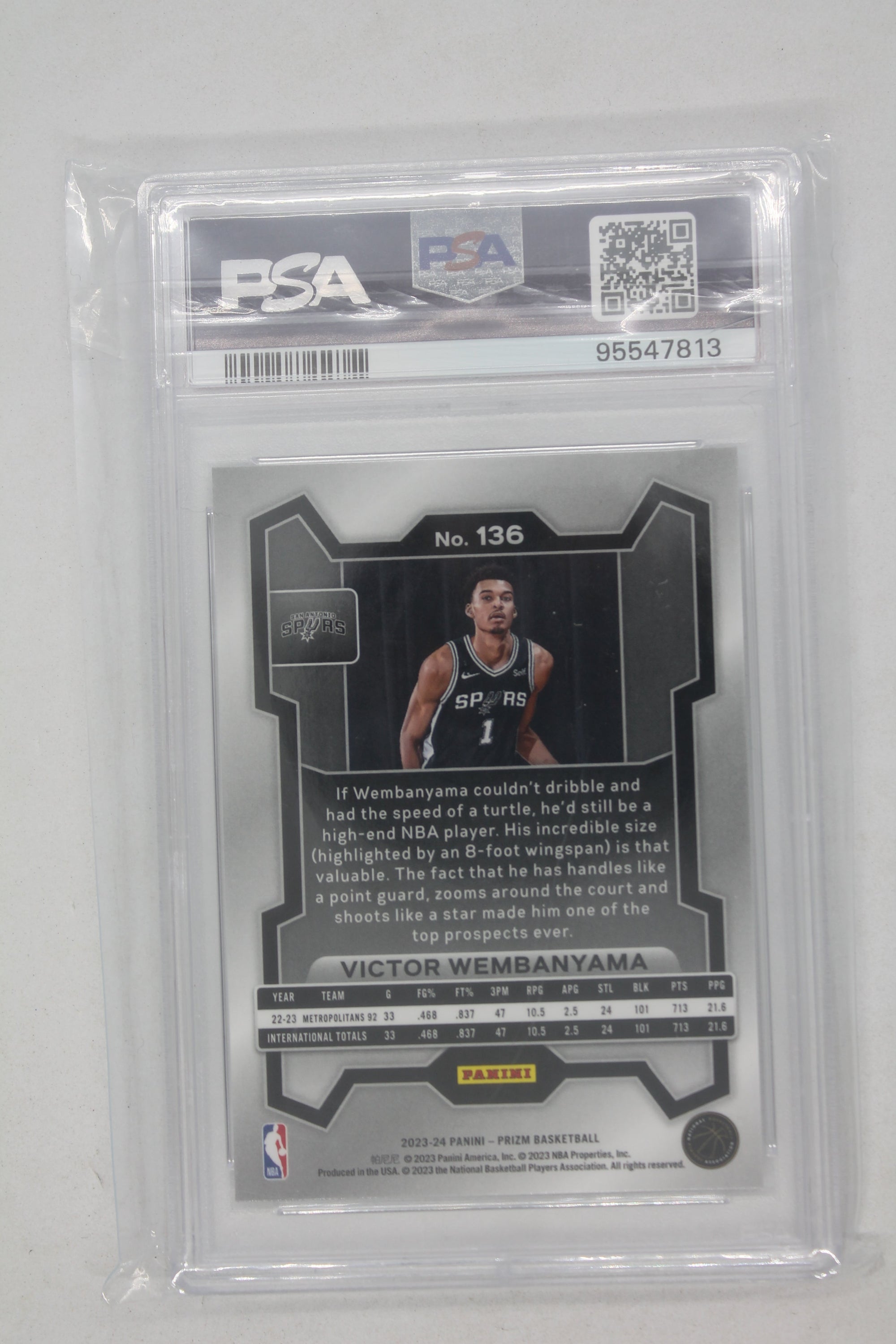 Victor Wembanyama 2023-24 Panini Prizm Rookies Rookie Card PSA MINT 9