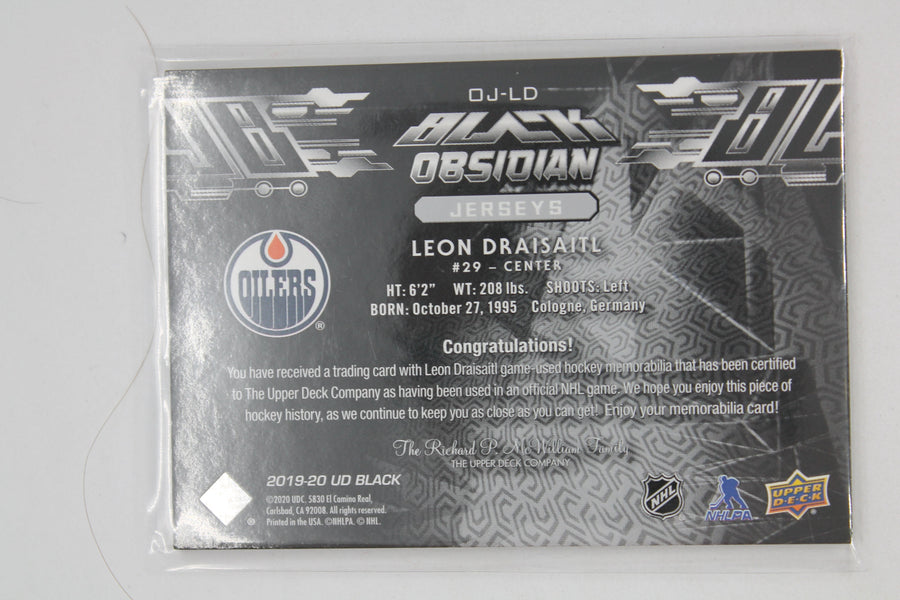 2019-20 SPX UD Black Obsidian Leon Draisaitl Jersey Card #OJ-LD