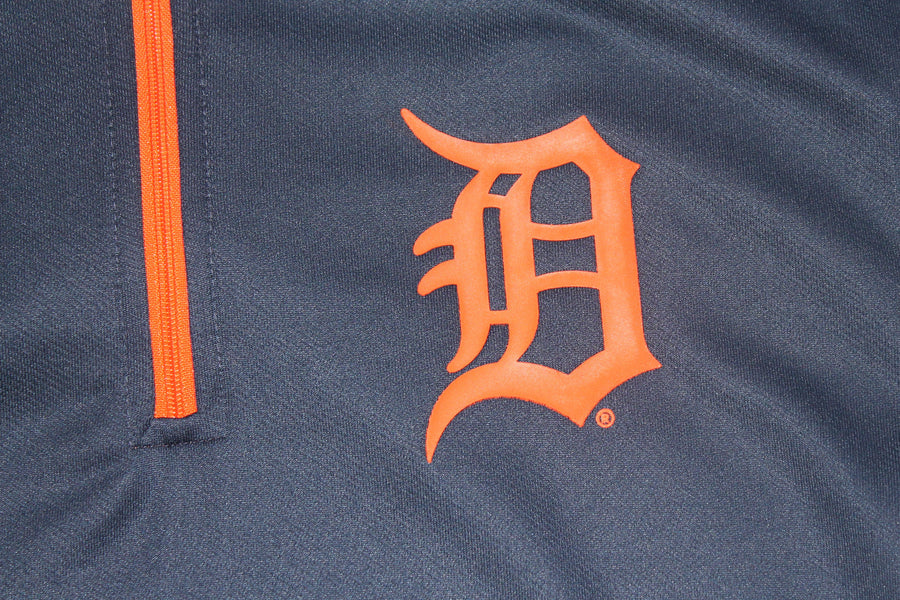 MLB Detroit Tigers Men's Majestic CoolBase 1/4 Zip Pullover (Orange & Blue) - Small