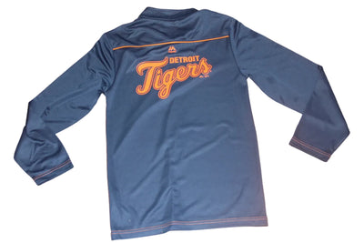 MLB Detroit Tigers Men's Majestic CoolBase 1/4 Zip Pullover (Orange & Blue) - Small