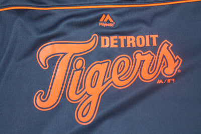 MLB Detroit Tigers Men's Majestic CoolBase 1/4 Zip Pullover (Orange & Blue) - Small