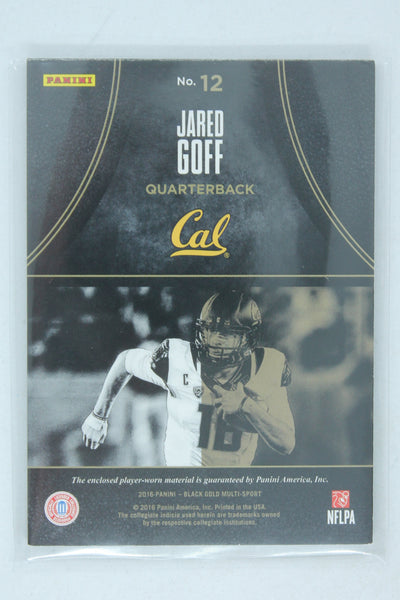 Jared Goff 2016 Panini Black Gold Collegiate - Massive Materials #12 - Rookie Year Card #143/199