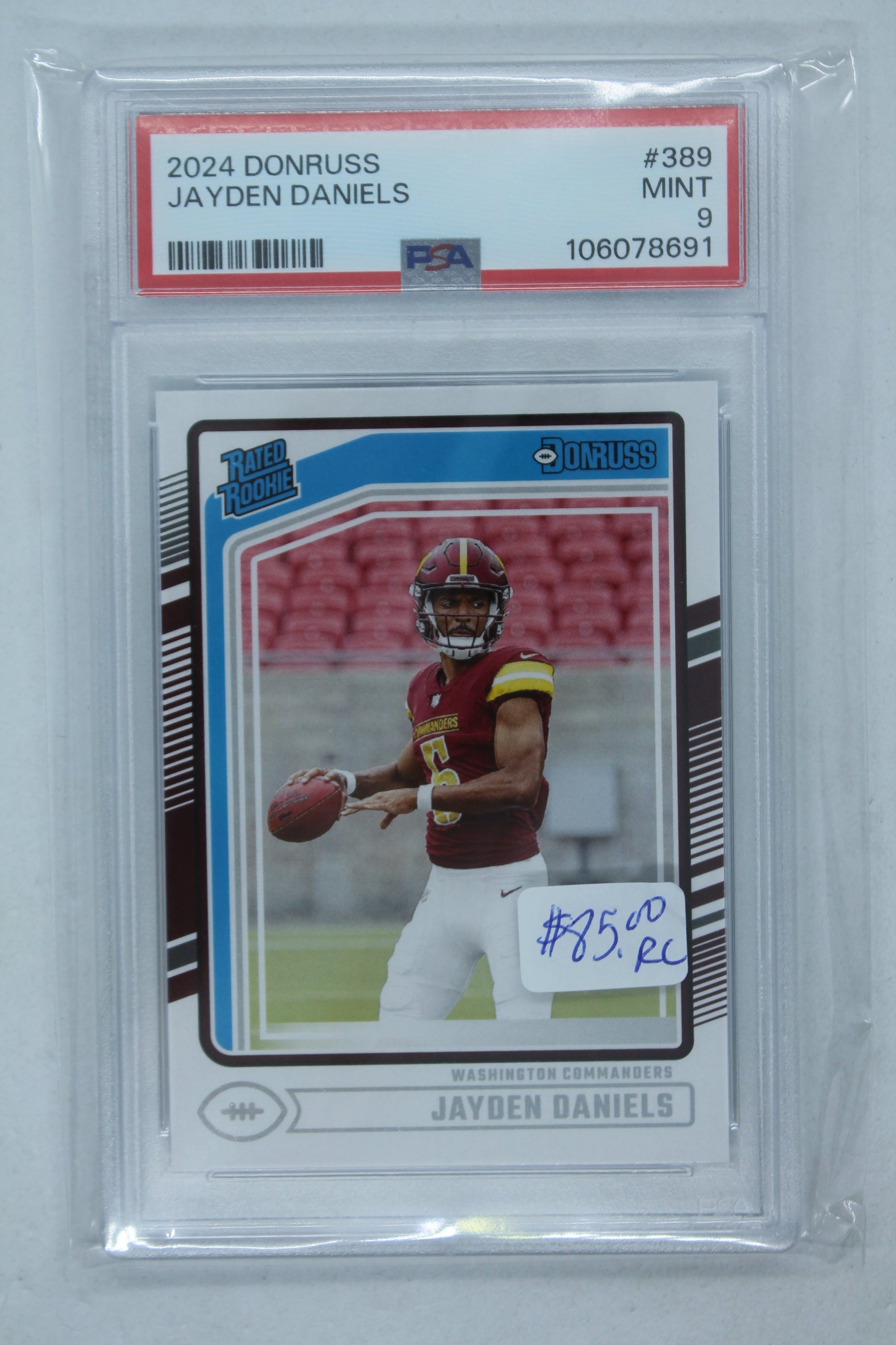 Jayden Daniels 2024 Donruss Rated Rookie Rookie Card - PSA Mint 9