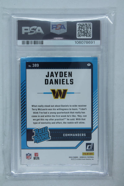 Jayden Daniels 2024 Donruss Rated Rookie Rookie Card - PSA Mint 9