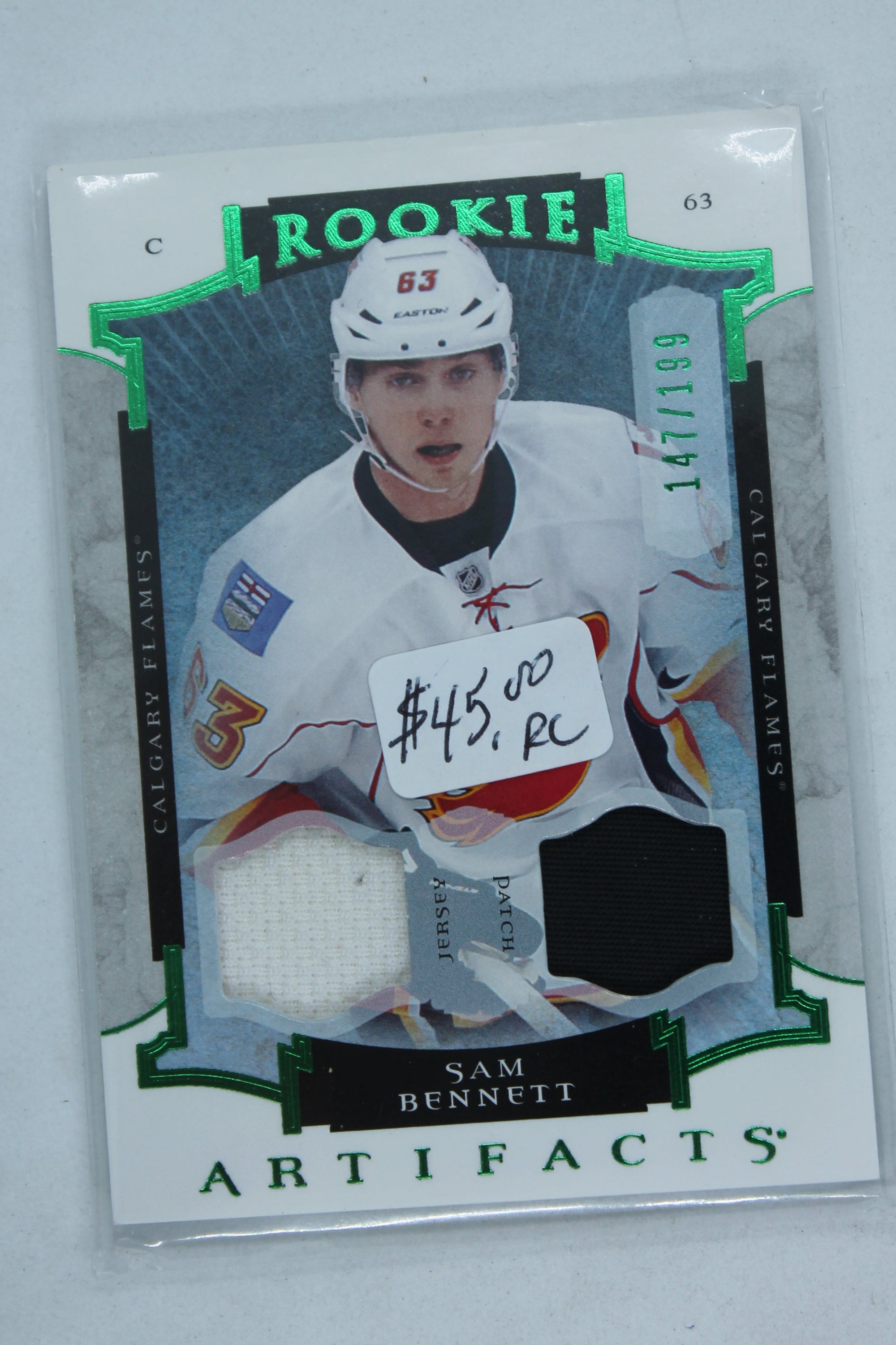 Sam Bennett 2015-16 Upper Artifacts - Emerald Jersey/Patch Rookie Card #147/199