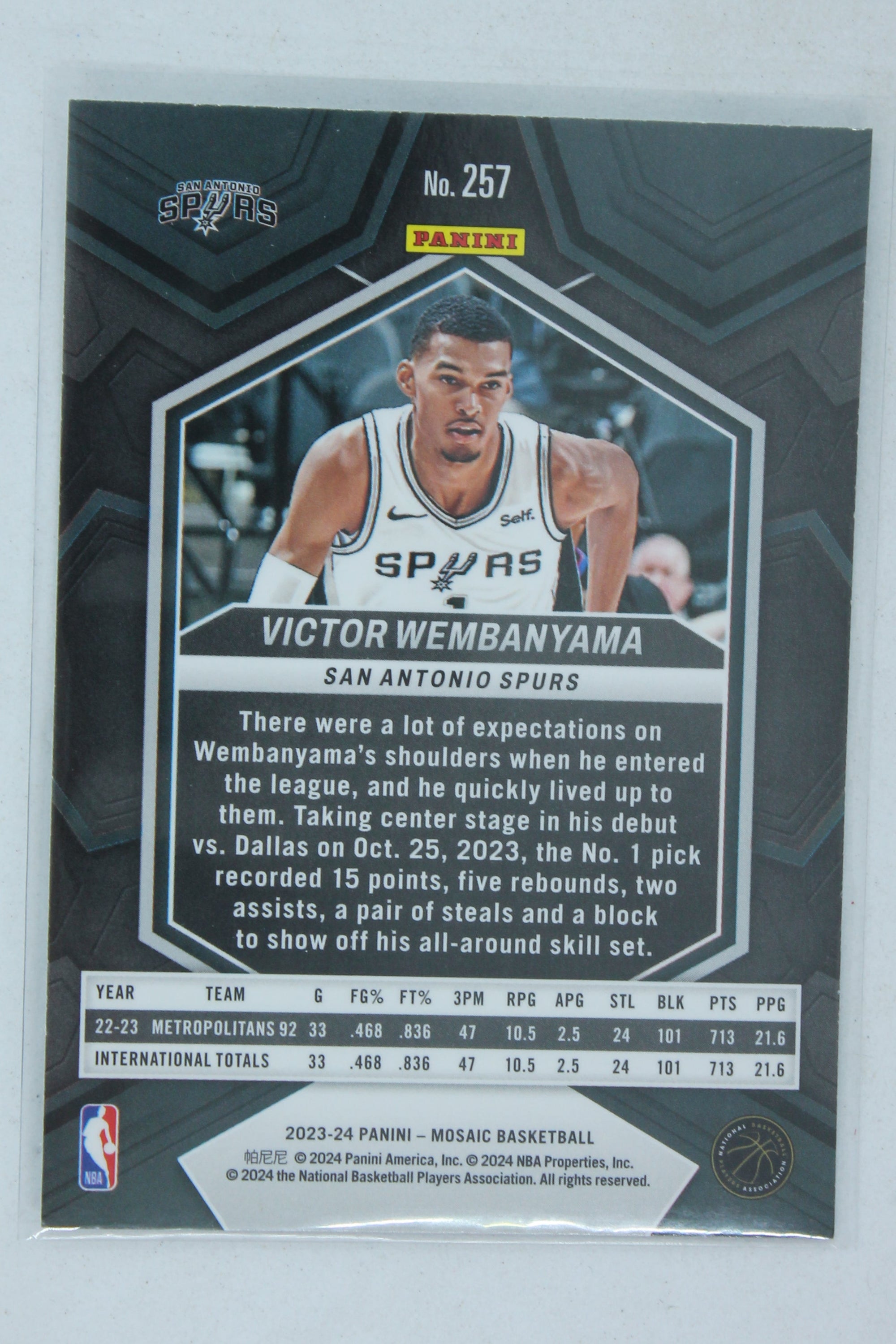 Victor Wembanyama 2023-24 Panini Mosaic NBA Debut Rookie Card