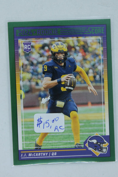 J.J. McCarthy 2024 Score Green Rookies -  Rookie Card