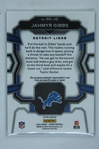 Jahmyr Gibbs 2023 Panini Prizm - Rookie Gear - Neon Green Pulsar Prizm Rookie Year Card (Copy)