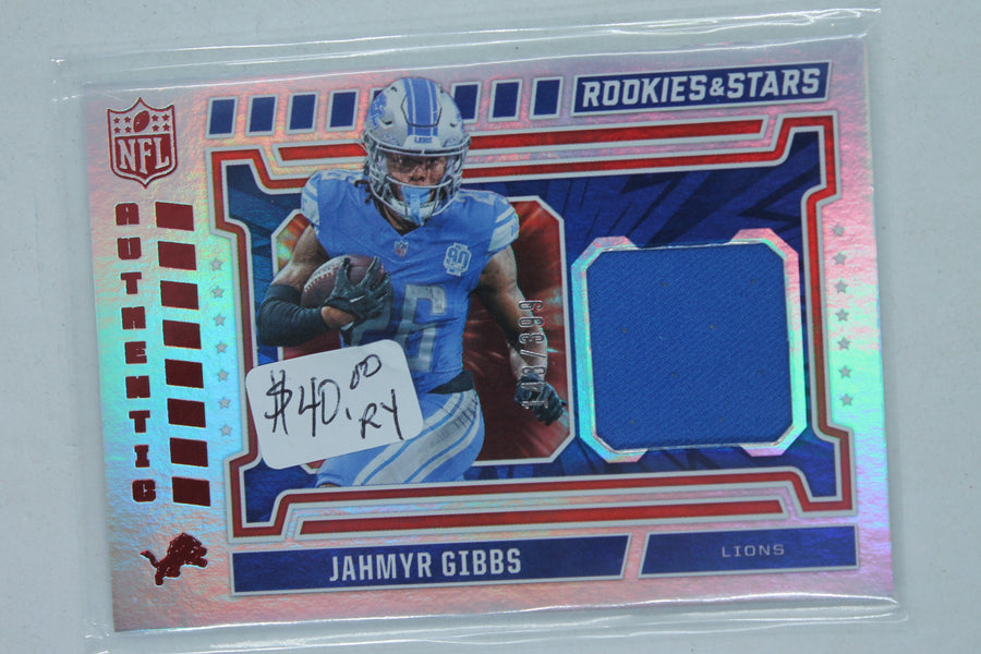Jahmyr Gibbs 2023 Panini Rookies & Stars NFL Authentic Rookie Year Card #143/399