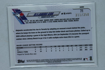 Alejandro Kirk 2021 Topps Chrome Magenta Speckle Refractor Rookie Card #311/350