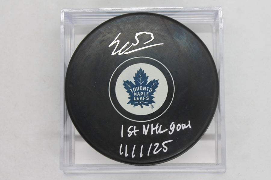 NHL Toronto Maple Leafs Easton Cowan Autographed Hockey Puck