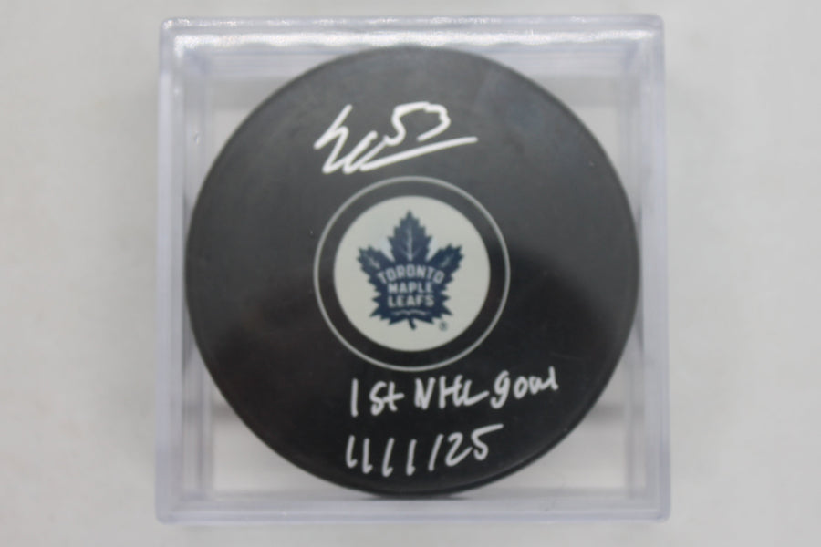 NHL Toronto Maple Leafs Easton Cowan Autographed Hockey Puck