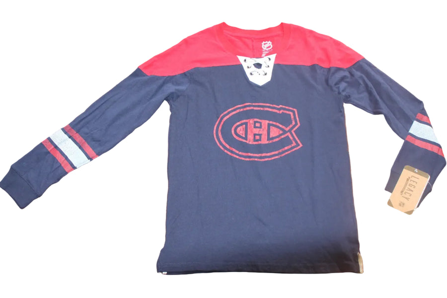NHL Montreal Canadiens Youth Lace Up Long Sleeve Tee