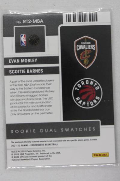 Evan Mobley & Scottie Barnes 2021-22 Panini Contenders - Rookie Ticket Dual Swatches #RT2-MBA  - Rookie Year