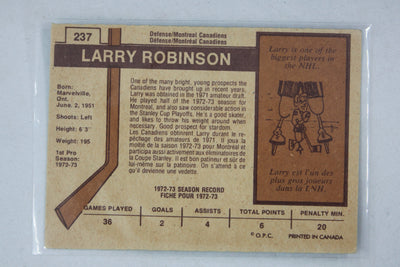 Larry Robinson 1973-74 O-Pee-Chee Rookie Card - Montreal Canadiens