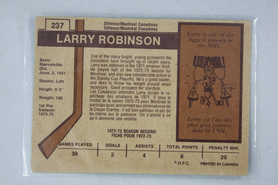 Larry Robinson 1973-74 O-Pee-Chee Rookie Card - Montreal Canadiens