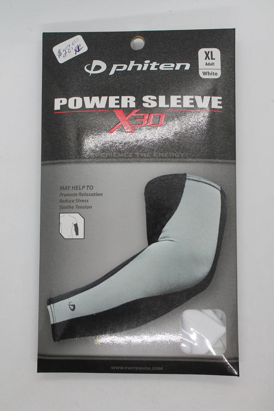 Phiten X30 Power Arm Sleeve - Grey & White - XLarge